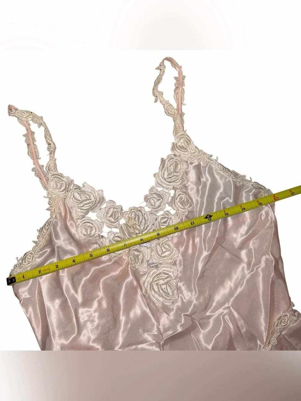 Vintage 80s / 90s Teddy Lace Trim Pale Pink Nightie - Picture 6 of 7